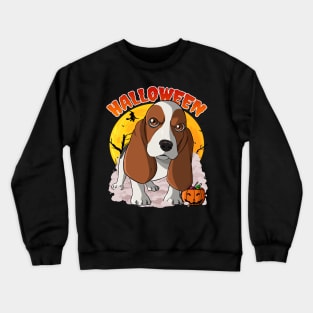 Basset Hound Pumpkin Happy Halloween Crewneck Sweatshirt